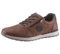 Schnürschuh RIEKER, Herren, Gr. 42, Textil, braun (braun, navy), Lederimitat, used, Schuhe Schnürschuh, mit seitlichem Reißverschluß, Freizeitschuh, Halbschuh, Schnürschuh (92266116-42) braun, navy