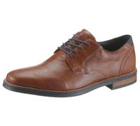 Schnürschuh RIEKER, Herren, Gr. 44, braun (braun, blau), Lederimitat, kontrastfarbene Details, Schuhe Schnürschuh, mit modischen Ziernähten, Freizeitschuh, Halbschuh, Schnürschuh, Topseller (75088333-