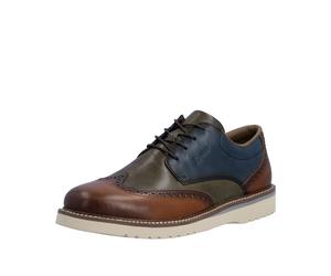 Schnürschuh RIEKER, Herren, Gr. 44, cognac, khaki, blau, Glattleder, Lyralochung, mehrfarbig, Schuhe Schnürschuh, Schnürschuh, Business-Schnürer, Lyralochung, in bequemer Form (68475066-44) cognac, kh