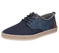 Schnürschuh RIEKER, Herren, Gr. 47, blau, braun, Lederimitat, Textil, Schuhe Schnürschuh, Halbschuh, Sneaker, Schnürer mit Bastumrahmung an der Laufsohle (15666028-47)