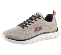 Schnürschuh SKECHERS "TRACK-LESHUR", Herren, Gr. 44, blau (taupe, navy), Lederimitat, Textil, Schuhe Schnürschuh, Freizeitschuh, Trainingsschuh im Materialmix, Topseller (53947255-44)