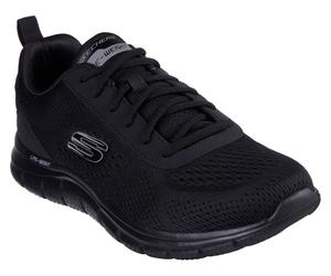 Schnürschuh SKECHERS "TRACK-LESHUR", Herren, Gr. 44, schwarz (schwarz, schwarz), Lederimitat, Textil, Schuhe Schnürschuh, Freizeitschuh, Trainingsschuh im Materialmix (41734561-44)