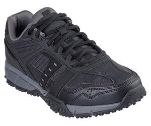 Schnürschuh SKECHERS "URBAN TRAX", Herren, Gr. 41, schwarz (schwarz, grau), Leder, Synthetik, Schuhe Schnürschuh, Outdoorschuh, Sneaker mit gepolsterter Innensohle (99557155-41) schwarz, grau