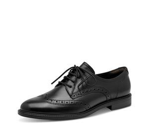 Schnürschuh TAMARIS, Damen, Gr. 36, beige (schwarz), Leder, clean, unifarben, Schuhe Schnürschuh, Schnürschuh, Businessschuh, mit eleganter Lyralochung (40398709-36) schwarz