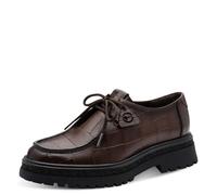 Schnürschuh TAMARIS, Damen, Gr. 41, braun (mokka, kroko), Leder, Lederimitat, Reptilienprägung, clean, Schuhe Schnürschuh, Chunky Slipper, Halbschuh mit Mokassin-Naht (78204045-41) mokka, kroko