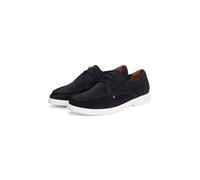 Schnürschuh TOMMY HILFIGER "TOMMY HILFIGER SUEDE MOC T DERBY", Herren, Gr. 43, blau (dunkelblau), Veloursleder, unifarben, Basic, Schuhe Schnürschuh, Schnürschuh, Halbschuh, Businesschuh mit Mokassin-