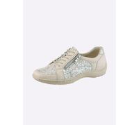 Schnürschuh WALDLÄUFER, Damen, Gr. 6,5, beige (beige, silberfarben), Glattleder, Schuhe Schnürschuh (33185653-6,5) beige, silberfarben