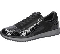 Schnürschuh WALDLÄUFER "H-Janett", Damen, Gr. 8 (42), schwarz, Lackleder, Veloursleder, Schuhe Schnürschuh, Sneaker in Kroko-Optik, Bequemschuh in H-Weite (72865202-8) schwarz