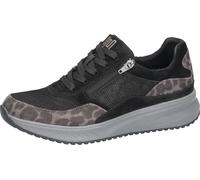 Schnürschuh WALDLÄUFER "H-Macie", Damen, Gr. 3,5 (36), schwarz (schwarz, grau, leo), Synthetik, Veloursleder, Schuhe Schnürschuh, Sneaker mit Schnürung und Reißverschluss, H-Weite (72529509-3,5) schwa