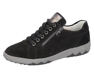 Schnürschuh WALDLÄUFER "H-Teresa", Damen, Gr. 6,5 (40), schwarz, Nappaleder, Veloursleder, Schuhe Schnürschuh, Sneaker, Halbschuh, Bequemschuh in Komfortweite H (61990156-6,5) schwarz
