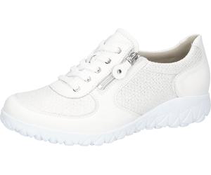 Schnürschuh WALDLÄUFER "Havy-Soft", Damen, Gr. 7 (40,5), weiß (weiß, silberfarben), Nappaleder, Textil, Schuhe Schnürschuh, Sneaker, Halbschuh, Freizeitschuh in Komfortweite H (= sehr weit) (30195030-