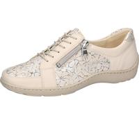 Schnürschuh WALDLÄUFER "HENNI", Damen, Gr. 5 (38), creme, silberfarben, Nubukleder, Nappaleder, sportlich, Schuhe Schnürschuh, in Schuhweite H = sehr weit, Freizeitschuh, Halbschuh, Schnürschuh (78371