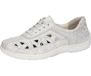 Schnürschuh WALDLÄUFER "HENNI", Damen, Gr. 5,5 (38,5), weiß, silberfarben, Nappaleder, metallic, Basic, Schuhe Schnürschuh, Freizeitsneaker, Halbschuh, Bequemschuh, Komfortweite H (= sehr weit) (74475