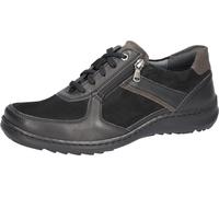 Schnürschuh WALDLÄUFER "Herwig", Herren, Gr. 8,5 (42,5), schwarz (schwarz, carbon), Nappaleder, Veloursleder, Schuhe Schnürschuh, Sneaker, Bequemschuh mit Schnürung und Reißverschluss, H-Weite (261416