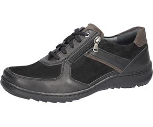 Schnürschuh WALDLÄUFER "Herwig", Herren, Gr. 8,5 (42,5), schwarz (schwarz, carbon), Nappaleder, Veloursleder, Schuhe Schnürschuh, Sneaker, Bequemschuh mit Schnürung und Reißverschluss, H-Weite (261416