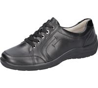 Schnürschuh WALDLÄUFER "HESNA", Damen, Gr. 6,5, schwarz, Lackleder, Nappaleder, unifarben, Schuhe Schnürschuh, Freizeitschuh, Halbschuh, Bequemschuh im Komfortweite H (=sehr weit) (59552424-6,5) schwa