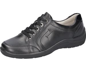Schnürschuh WALDLÄUFER "HESNA", Damen, Gr. 8 (42), schwarz, Lackleder, Nappaleder, unifarben, Schuhe Schnürschuh, Freizeitschuh, Halbschuh, Bequemschuh im Komfortweite H (=sehr weit) (59552424-8) schw