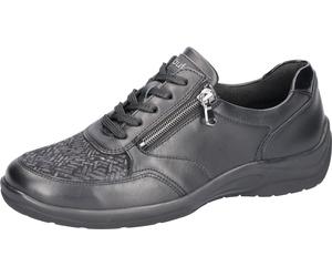 Schnürschuh WALDLÄUFER "HESNA-Soft", Damen, Gr. 4 (37), schwarz, Lackleder, Nappaleder, Textil, unifarben, Schuhe Schnürschuh, Bequemschuh, Halbschuh, Sneaker in Komfortweite H (= sehr weit) (58622757