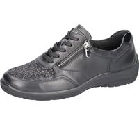 Schnürschuh WALDLÄUFER "HESNA-Soft", Damen, Gr. 6,5, schwarz, Lackleder, Nappaleder, Textil, unifarben, Schuhe Schnürschuh, Bequemschuh, Halbschuh, Sneaker in Komfortweite H (= sehr weit) (58622757-6,