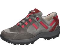Schnürschuh WALDLÄUFER "HOLLY", Damen, Gr. 4,5 (37,5), grau, bordeaux, Nubukleder, Schuhe Schnürschuh, Bequemschuh, Halbschuh, Outdoorschuh in Trekking-Optik, H-Weite (89455529-4,5) grau, bordeaux