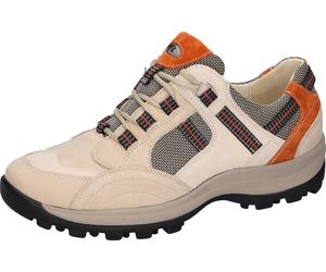 Schnürschuh WALDLÄUFER "HOLLY", Damen, Gr. 6,5, hellbeige kombiniert, Nubukleder, Textil, Veloursleder, kontrastfarbene Details, Schuhe Schnürschuh, Bequemschuh, Halbschuh, Outdoorschuh in Trekking-Op