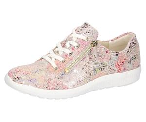 Schnürschuh WALDLÄUFER "K-IRA", Damen, Gr. 4,5 (37,5), rosa (rosé multi), Veloursleder, metallic, Schuhe Schnürschuh, Halbschuh, Komfortschuh mit farbenfrohem Druck, Schuhweite K (36227335-4,5) rosé m