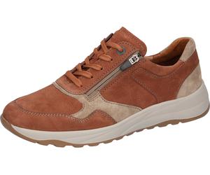 Schnürschuh WALDLÄUFER "K-John", Herren, Gr. 10 (44,5), braun (cognac, beige), Nubukleder, Veloursleder, unifarben mit Farbeinsatz, Schuhe Schnürschuh, Schnürschuh, Bequemschuh, H-Weite, mit seitliche