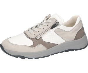 Schnürschuh WALDLÄUFER "K-John", Herren, Gr. 10 (44,5), weiß (grau, weiß), Nappaleder, Nubukleder, mehrfarbig, Schuhe Schnürschuh, Schnürschuh, Bequemschuh, H-Weite, mit seitlichem Reißverschluss (974