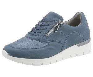Schnürschuh WALDLÄUFER "K-RAMONA-Soft", Damen, Gr. 4 (37), blau (jeansblau), Nubukleder, Textil, Schuhe Schnürschuh, Freizeitschuh, Halbschuh mit Orthotritt-Ausrüstung, K-Weite (98481410-4) jeansblau