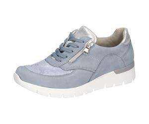 Schnürschuh WALDLÄUFER "K-RAMONA-Soft", Damen, Gr. 4,5 (37,5), silber (hellblau, silberfarben), Nappaleder, Nubukleder, Textil, kontrastfarbene Details, Schuhe Schnürschuh, Freizeitschuh, Halbschuh mi