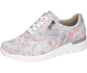 Schnürschuh WALDLÄUFER "K-RAMONA Soft", Damen, Gr. 5,5 (38,5), hellblau multicolor, Nubukleder, Textil, Veloursleder, Reptilienprägung, Schuhe Schnürschuh, Sneaker, Komfortschuh, Bequemschuh mit Ortho