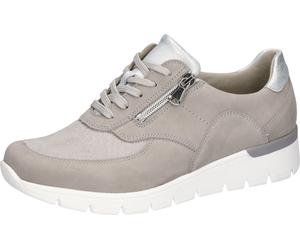 Schnürschuh WALDLÄUFER "K-RAMONA-Soft", Damen, Gr. 7 (40,5), grau (hellgrau, silberfarben), Nappaleder, Nubukleder, Textil, unifarben mit Farbeinsatz, Schuhe Schnürschuh, Freizeitschuh, Halbschuh mit