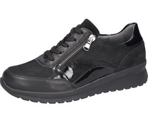 Schnürschuh WALDLÄUFER "K-Sunny", Damen, Gr. 7 (40,5), schwarz, Lacklederimitat, Leder, Veloursleder, Schuhe Schnürschuh, Keilsneaker, Bequemschuh, Komfortschuh in Weite K = extraweit (30207123-7) sch