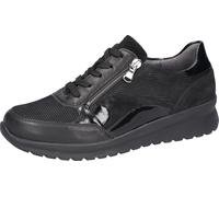 Schnürschuh WALDLÄUFER "K-Sunny", Damen, Gr. 8 (42), schwarz, Lacklederimitat, Leder, Veloursleder, Schuhe Schnürschuh, Keilsneaker, Bequemschuh, Komfortschuh in Weite K = extraweit (30207123-8) schwa