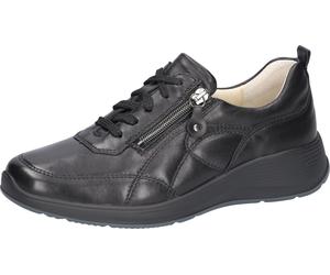 Schnürschuh WALDLÄUFER "Kalea", Damen, Gr. 4,5 (37,5), schwarz, Nappaleder, Schuhe Schnürschuh, Komforschuh, Halbschuh mit seitlichen Reißverschlüssen, K-Weite (47418415-4,5) schwarz