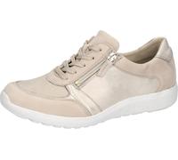Schnürschuh WALDLÄUFER "M-IRA-Soft", Damen, Gr. 8,5 (42,5), beige (hellbeige, goldfarben), Nappaleder, Nubukleder, Textil, metallic, Schuhe Schnürschuh, Freizeitschuh, Halbschuh, Schnürschuh, Schuhwei