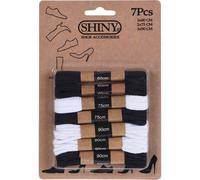 Schnürsenkel-Set 7 Stück - Schwarz & Weiss - 60-75-90 cm Länge - 100% Polyester Material - Robust & Langlebig für Alltag & Sport