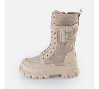 Schnürstiefel BUFFALO "ASPHA COM HI", Damen, Gr. 40, creme, Schuhe Schnürstiefel, Schnürboots, Plateaustiefel mit kleinem Täschchen am Schaft (44066524-40) creme