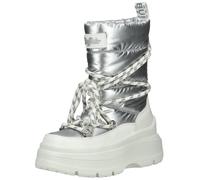 Schnürstiefel BUFFALO "Buffalo Stiefel Lederimitat/Textil", Damen, Gr. 40, weiß, silber, Lederimitat, Textil, Schuhe Schnürstiefel (69175937-40) weiß, silber