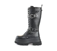 Schnürstiefel BUFFALO "JUPITER WEST LACE UP HIGH", Damen, Gr. 37, Normalschaft, schwarz, Lederimitat, Schuhe Schnürstiefel, Plateaustiefel mit Memory Foam-Innensohle (68006900-37) schwarz