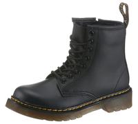 Schnürstiefel DR. MARTENS "8 Eye Boot ROMARIO", Mädchen, Gr. 29, schwarz (schwarz softy uni), Leder, unifarben, Schuhe Schnürstiefel, Kinderschuh, Freizeitstiefel mit zusätzlichem Innenreißverschluss