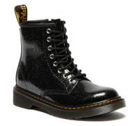 Schnürstiefel DR. MARTENS "8 Eye Boot ROMARIO", Mädchen, Gr. 36, schwarz, grau nebula glitter, Lackleder, Glitzer, Schuhe Schnürstiefel, Kinderschuh, Freizeitstiefel mit zusätzlichem Innenreißverschlu