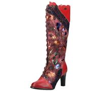 Schnürstiefel LAURA VITA "LAURA VITA Stiefel Leder/Textil", Damen, Gr. 36, rot (weinrot), Leder, Textil, Schuhe Schnürstiefel (42943341-36)