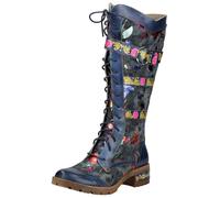 Schnürstiefel LAURA VITA "LAURA VITA Stiefel Leder/Textil", Damen, Gr. 37, blau, Leder, Textil, casual, Schuhe (83518062-37) blau
