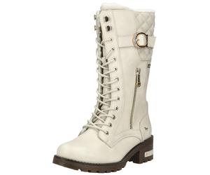 Schnürstiefel MUSTANG SHOES "Mustang Shoes Stiefel Lederimitat", Damen, Gr. 36, cream, Lederimitat, Schuhe Schnürstiefel (62151851-36) cream
