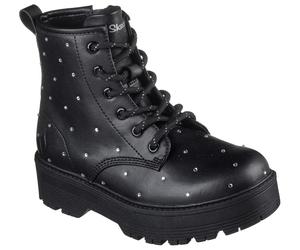Schnürstiefel SKECHERS "GRAVLEN HI", Mädchen, Gr. 30, schwarz, Lederimitat, Schuhe Schnürstiefel, Boots mit Nieten, Größenschablone zum Download (28359124-30) schwarz