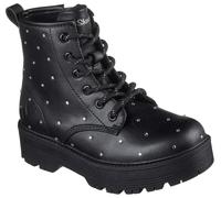 Schnürstiefel SKECHERS "GRAVLEN HI", Kinder, Gr. 34, schwarz, Lederimitat, modisch, Schuhe, Boots mit Nieten, Größenschablone zum Download (28359124-34) schwarz