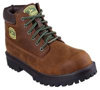 Schnürstiefel SKECHERS "SERGEANTS JOHN DEERE-DOZER", Damen, Gr. 41, braun (braun, grün), Leder, kontrastfarbene Details, Schuhe Schnürstiefel, Boots mit John Deere Collaboration (83369417-41) braun, g