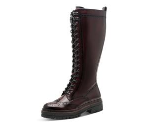 Schnürstiefel TAMARIS, Damen, Gr. 38, Normalschaft, braun, Lederimitat, Lyralochung, unifarben, used, Schuhe Schnürstiefel, Blockabsatz, Langschaftstiefel mit trendiger Lyrolochung (66246635-38) braun