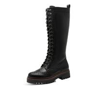 Schnürstiefel TAMARIS, Damen, Gr. 38, Normalschaft, schwarz, Lederimitat, Lyralochung, unifarben, Schuhe Schnürstiefel, Blockabsatz, Langschaftstiefel mit trendiger Lyrolochung (38263155-38) schwarz